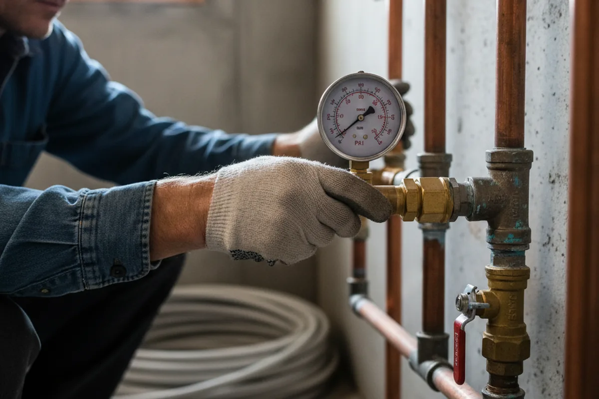 Pressure testing a repaired line during Water Line Repair in Holmesville